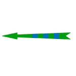 Xplo - selbstklebender Pfeil, der grün mit blauen Zeichen markiert